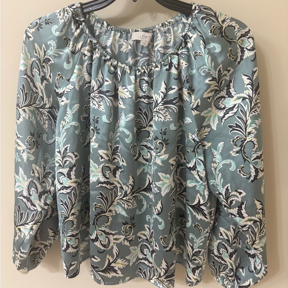 LOFT Women's Teal Floral Blouse